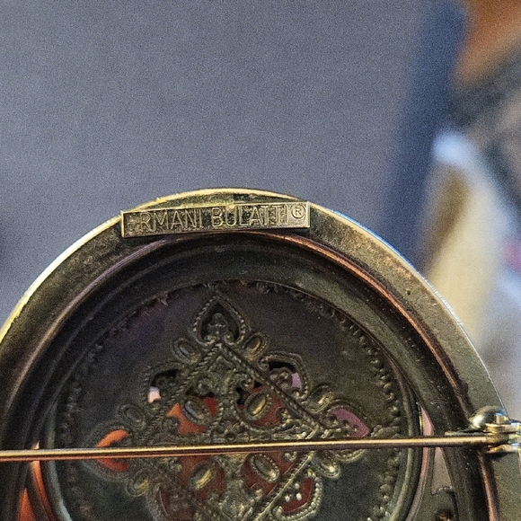 Ermani Bulatti Silver and Blue Vintage Brooch with Feather Details - Picture 2 of 6